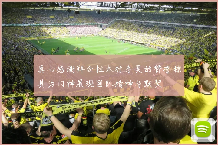 真心感谢拜合拉木对李昊的赞誉称其为门神展现团队精神与默契